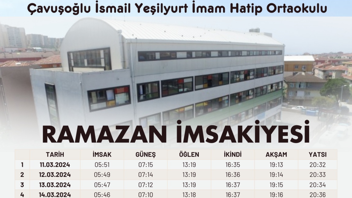 Okulumuzun Ramazan Ayı İstanbul İmsakiyesi Çıktı